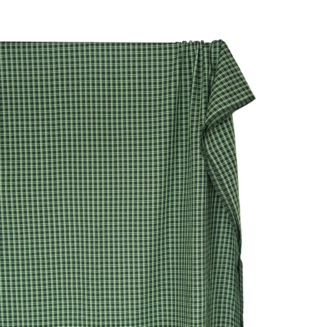 Plaid Handwoven Cotton - Forest/Light Green - Image 3