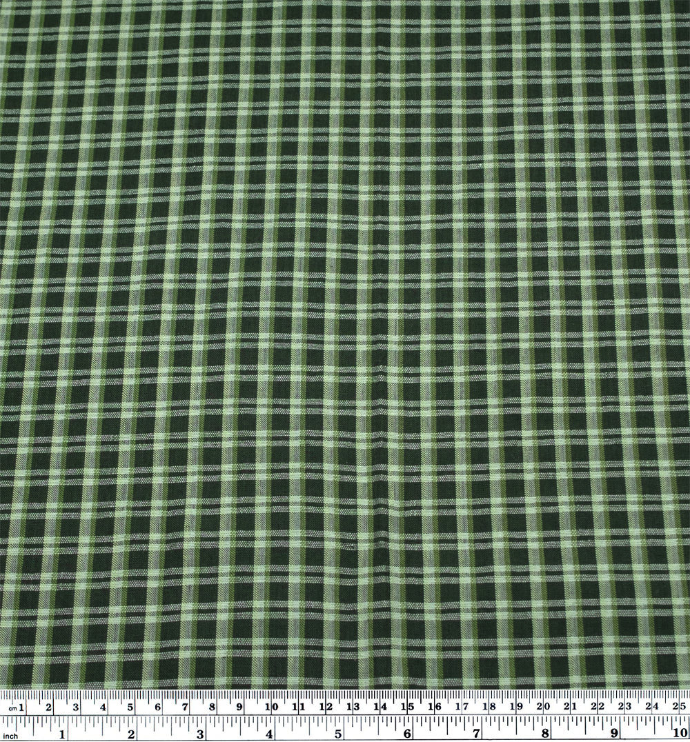 Plaid Handwoven Cotton - Forest/Light Green - Image 4