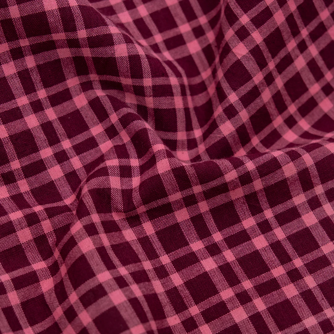 Plaid Handwoven Cotton - Port/Taffy