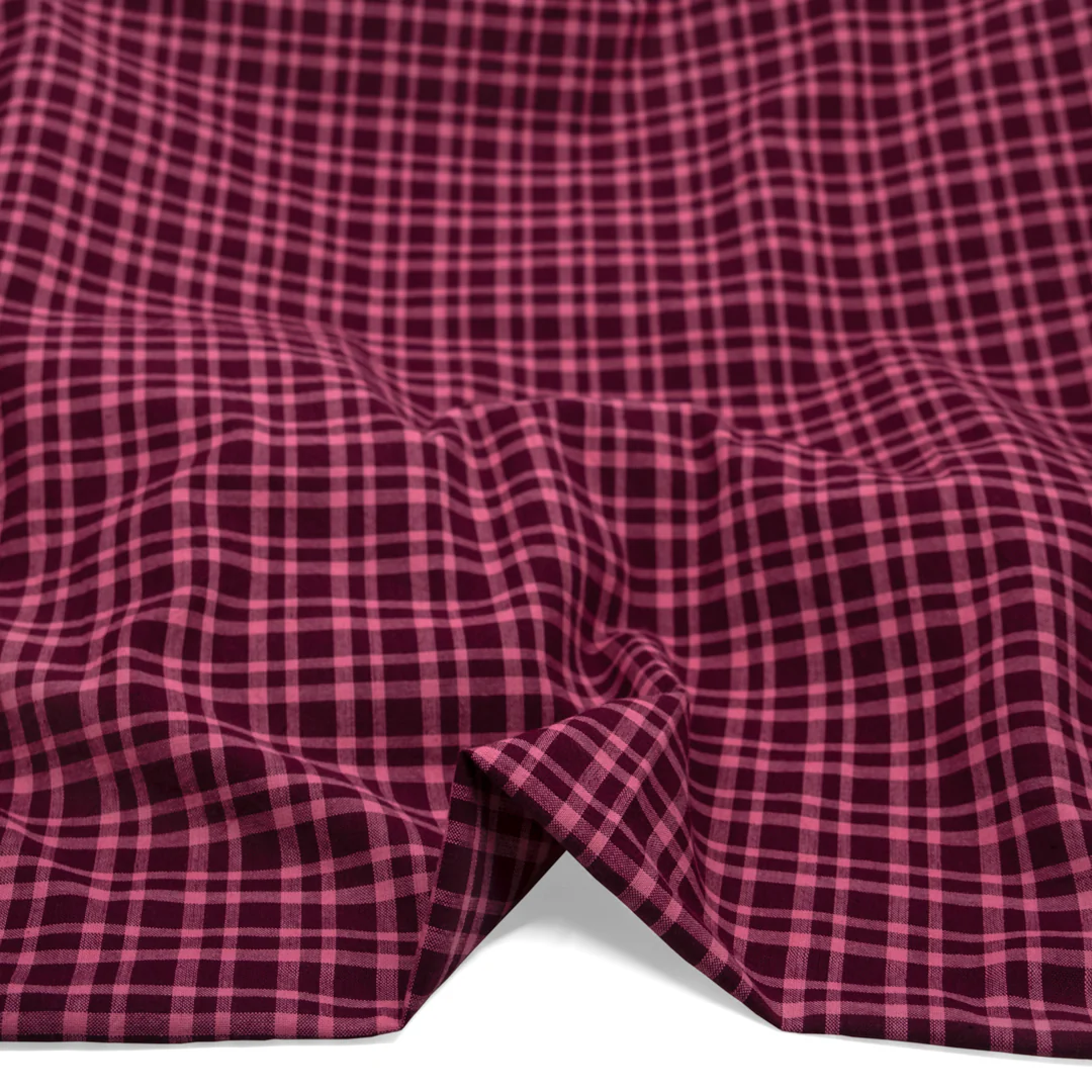 Plaid Handwoven Cotton - Port/Taffy - Image 2