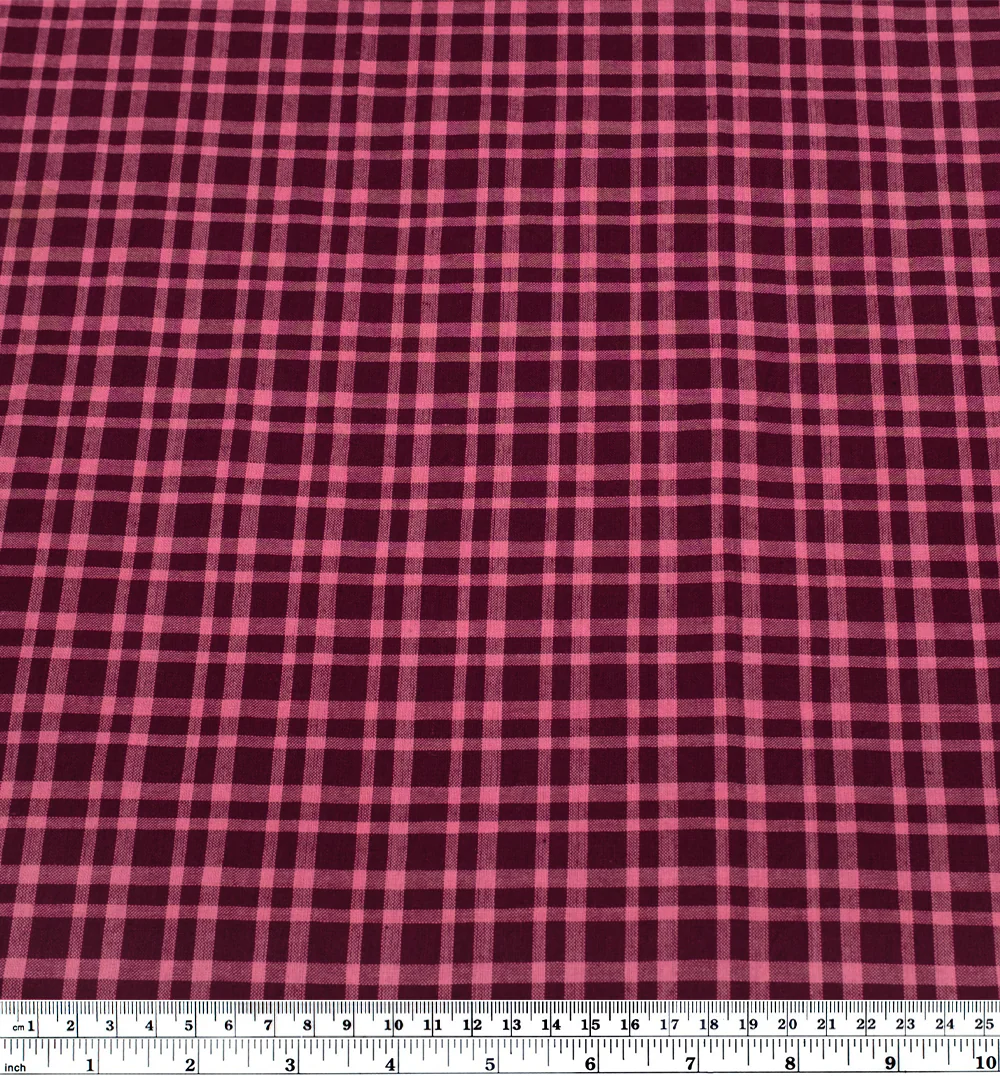 Plaid Handwoven Cotton - Port/Taffy - Image 3