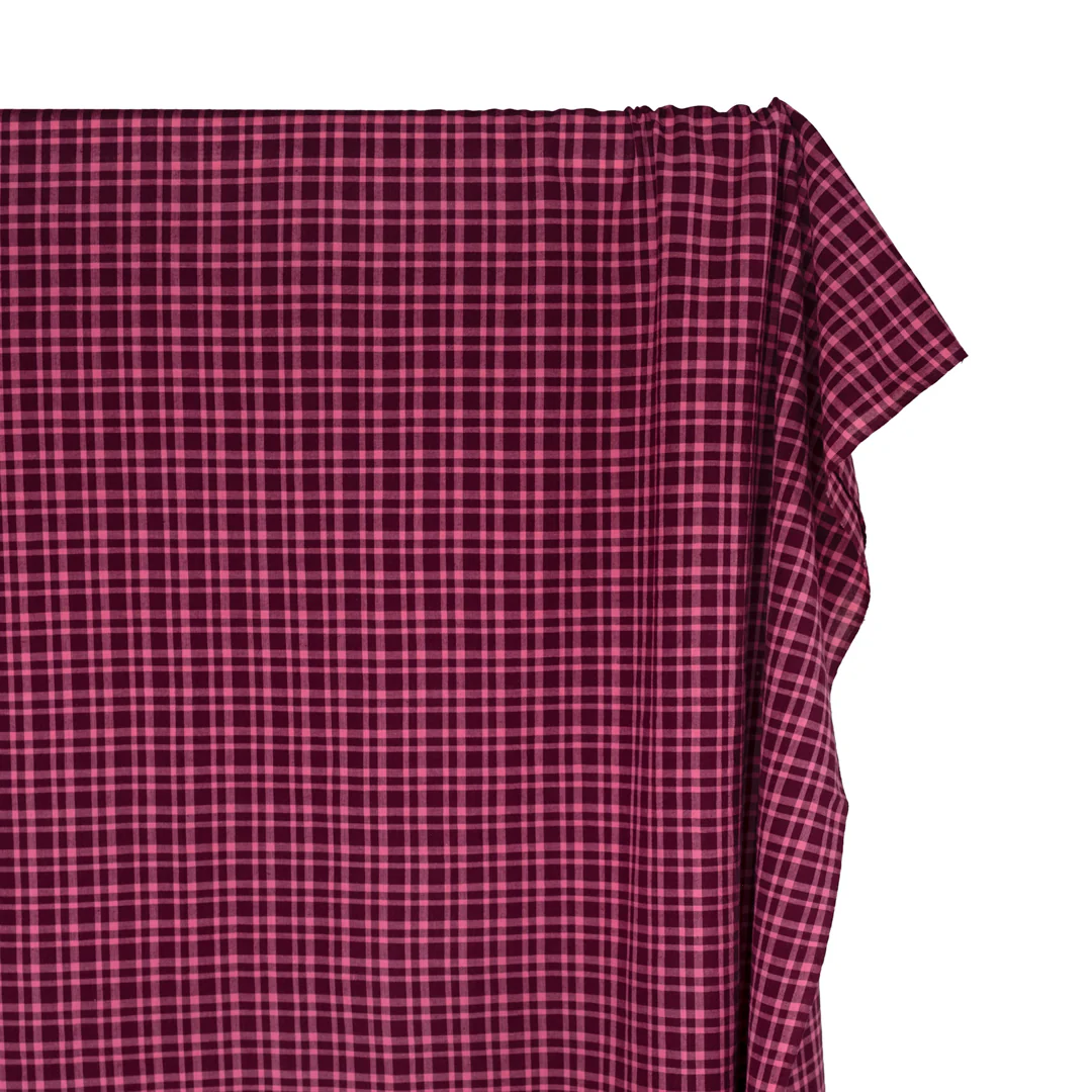 Plaid Handwoven Cotton - Port/Taffy - Image 4