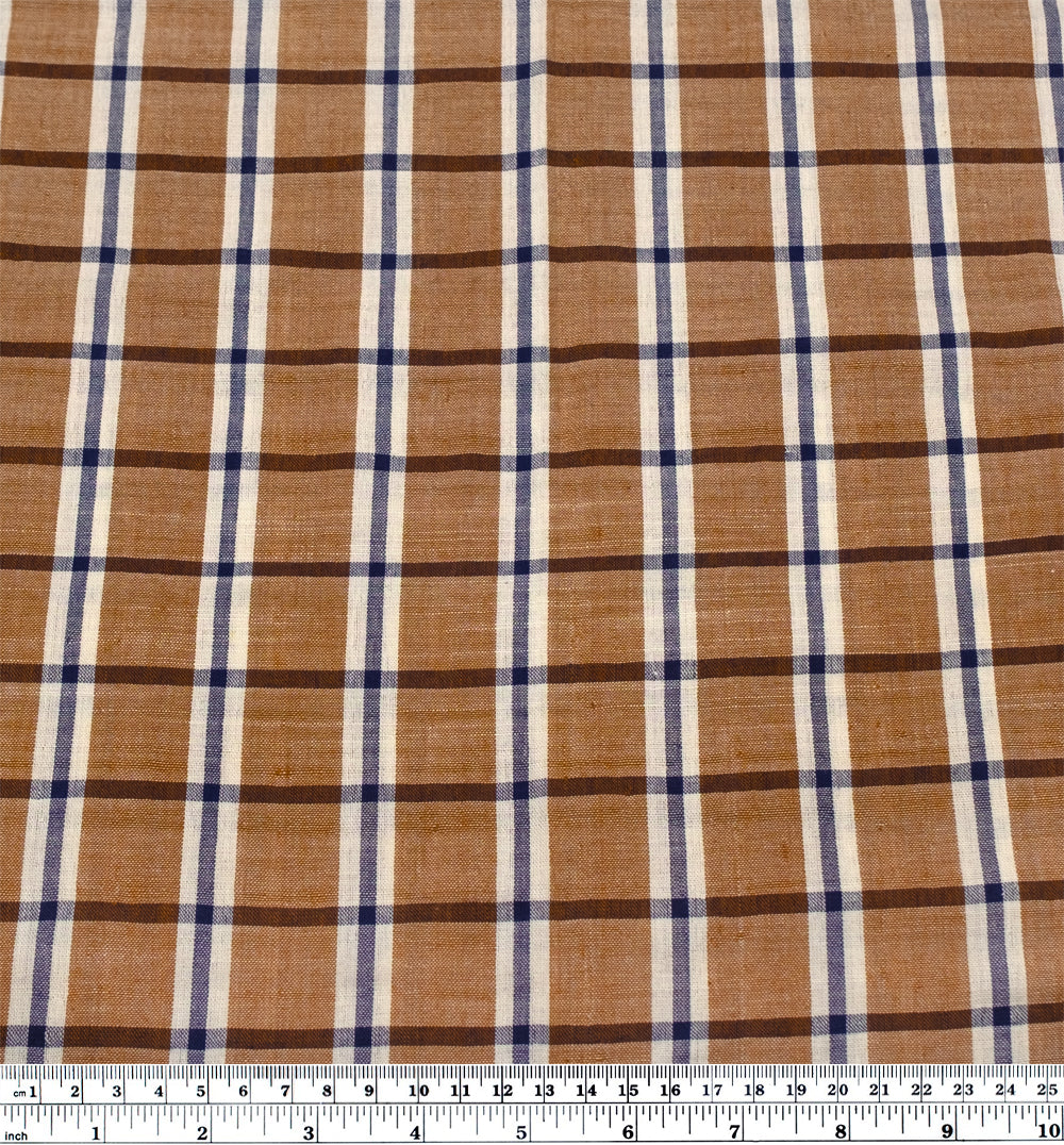Plaid Handwoven Cotton - Teak/Navy/Cream - Image 4