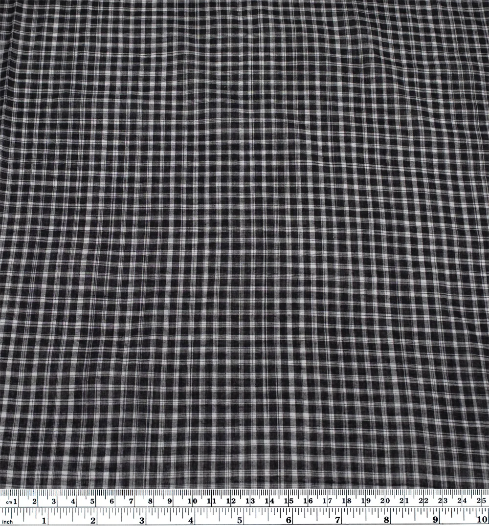 Plaid Lightweight Handwoven Cotton - Black/White - Image 3