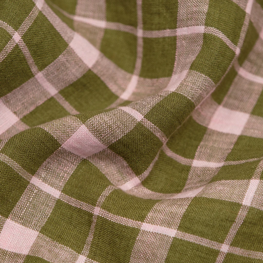 Plaid Soft Washed Linen - Lily Pad