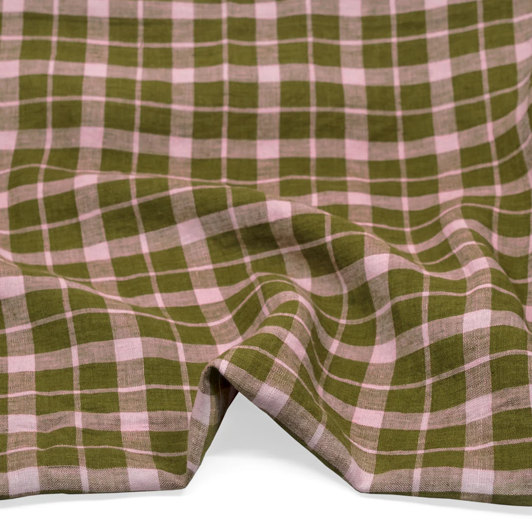 Plaid Soft Washed Linen - Lily Pad - Image 2