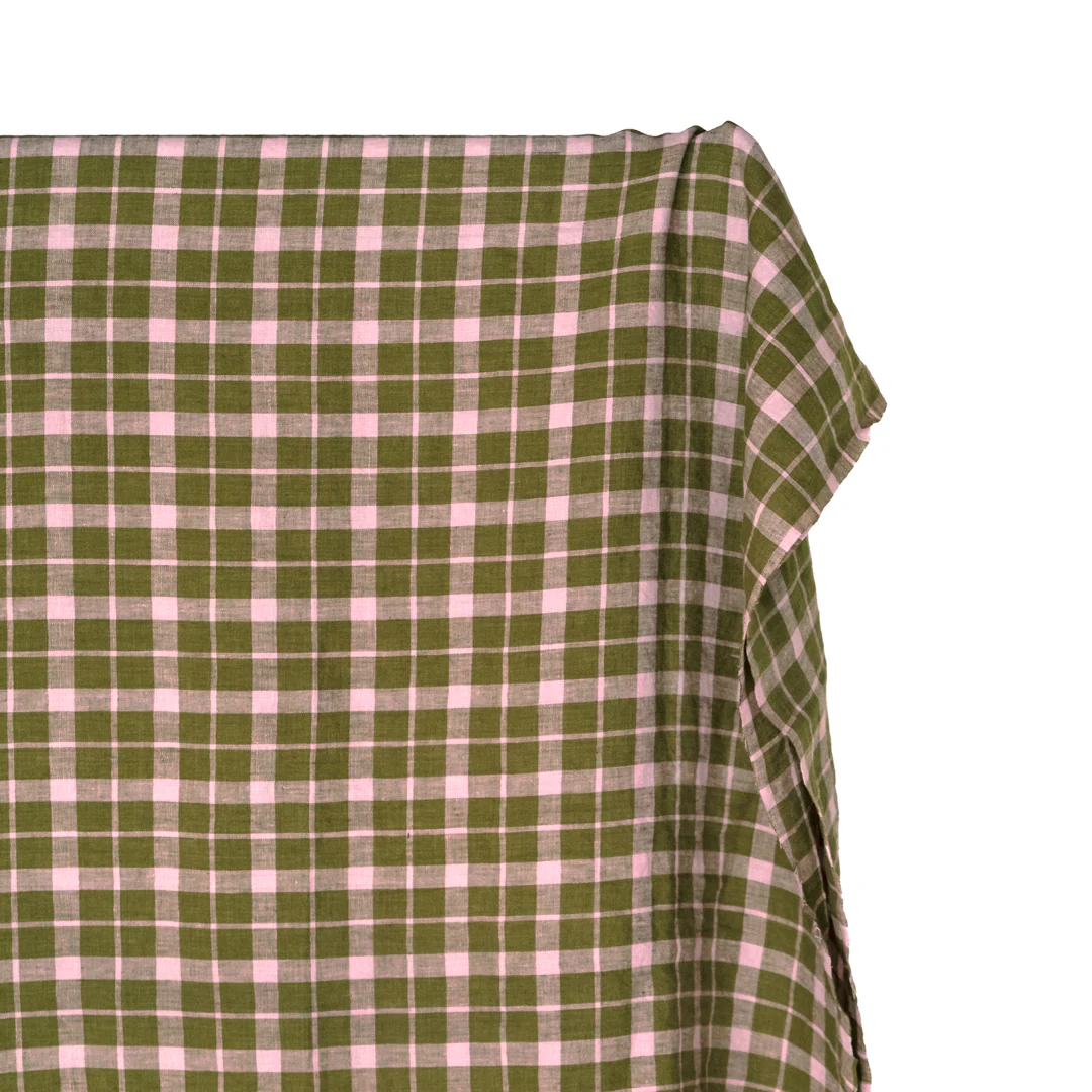 Plaid Soft Washed Linen - Lily Pad - Image 3