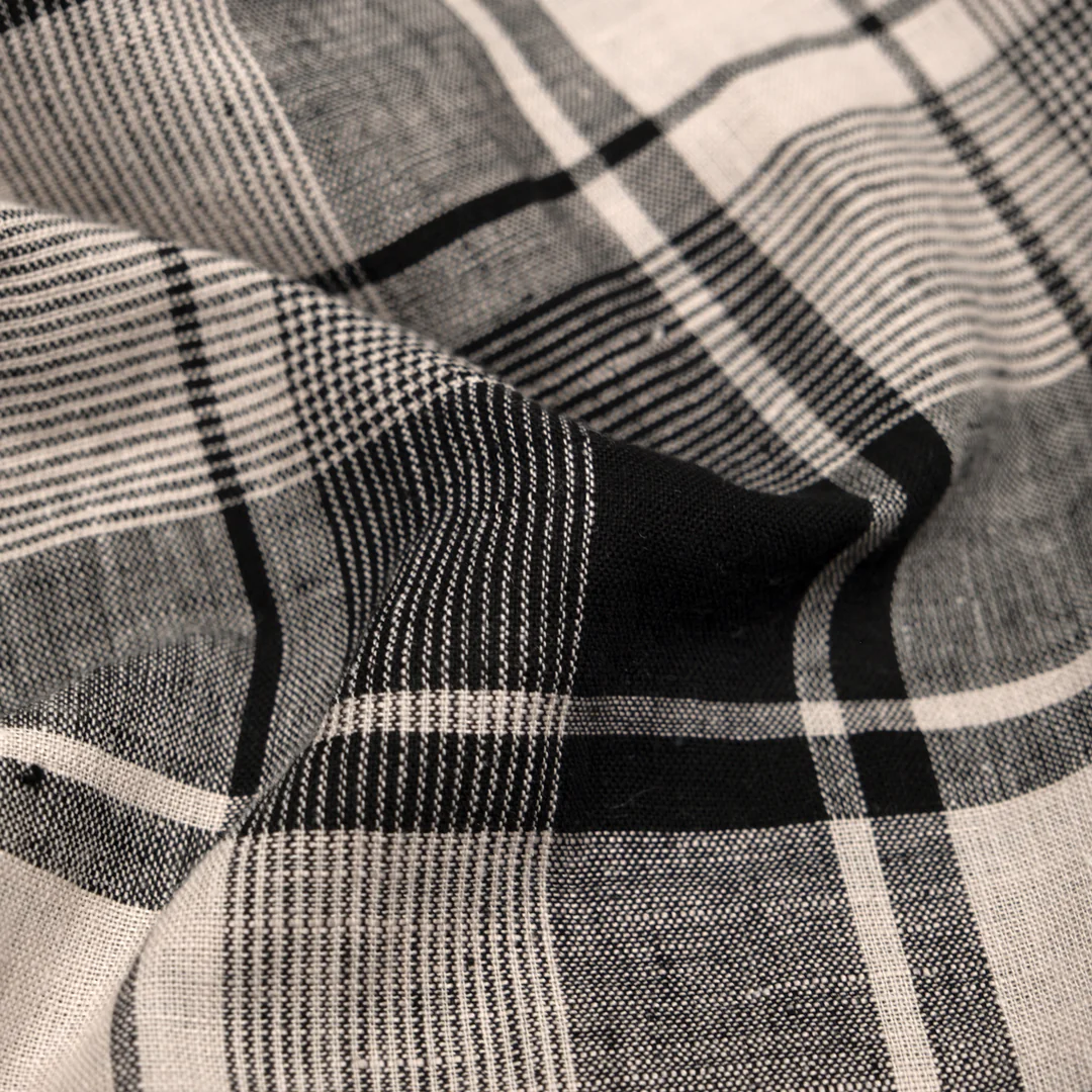 Plaid Yarn Dyed Linen Cotton - Black/Bone