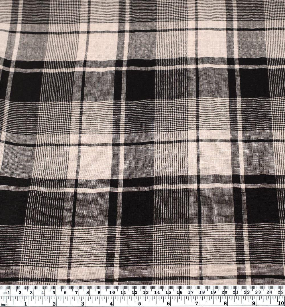Plaid Yarn Dyed Linen Cotton - Black/Bone - Image 4