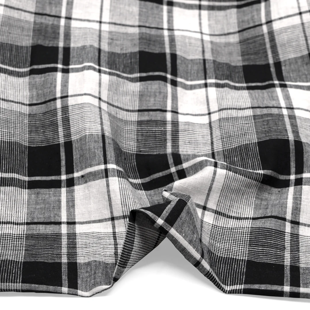 Plaid Yarn Dyed Linen Cotton - Black/White - Image 2