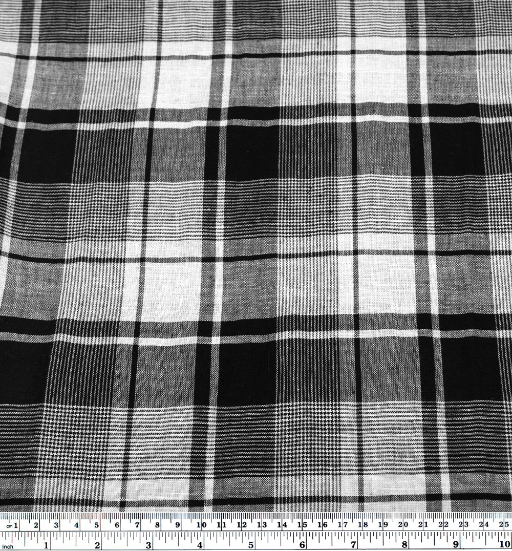 Plaid Yarn Dyed Linen Cotton - Black/White - Image 3