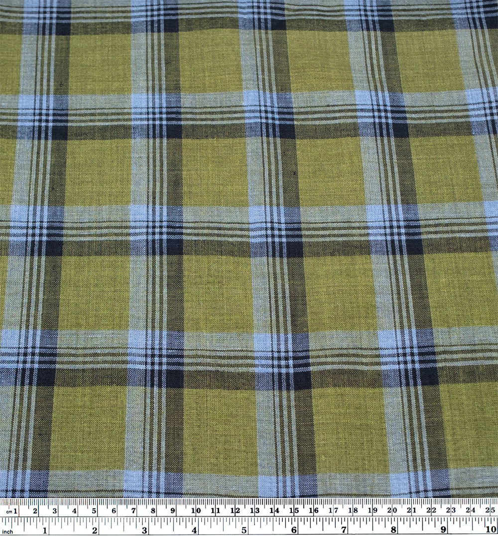 Plaid Yarn Dyed Linen - Fern/Baby Blue - Image 3