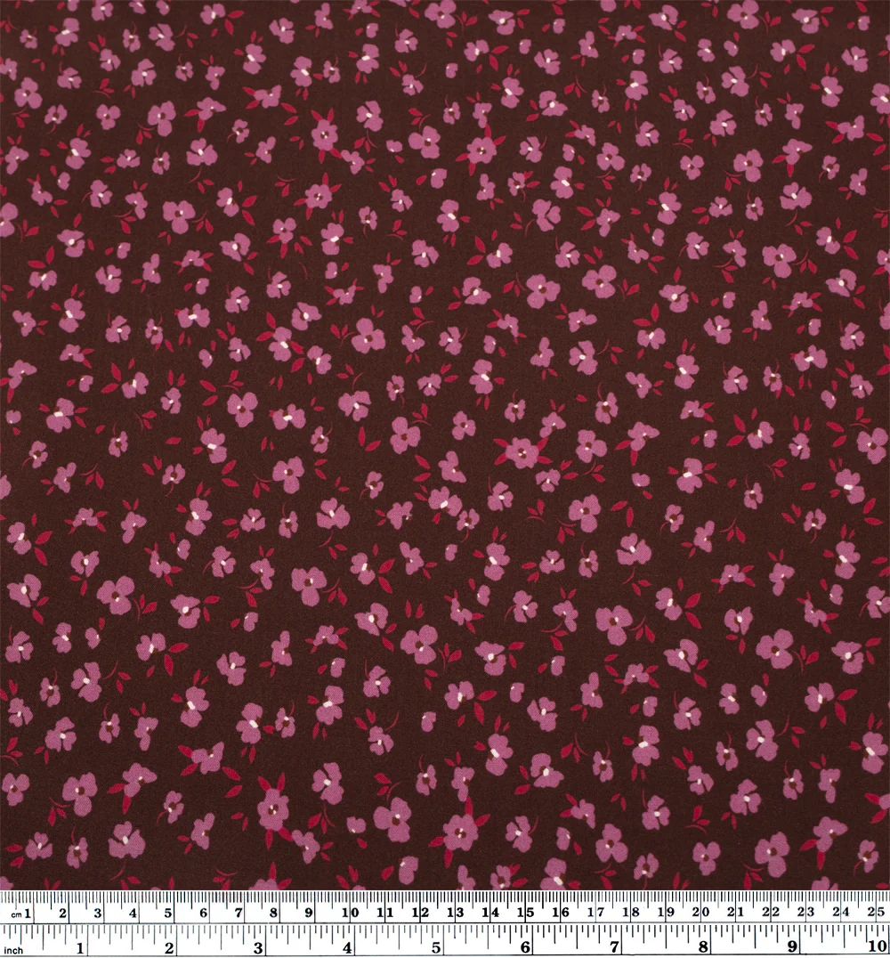 Plucked Peony Printed Viscose Challis - Burgundy/Dahlia - Image 3