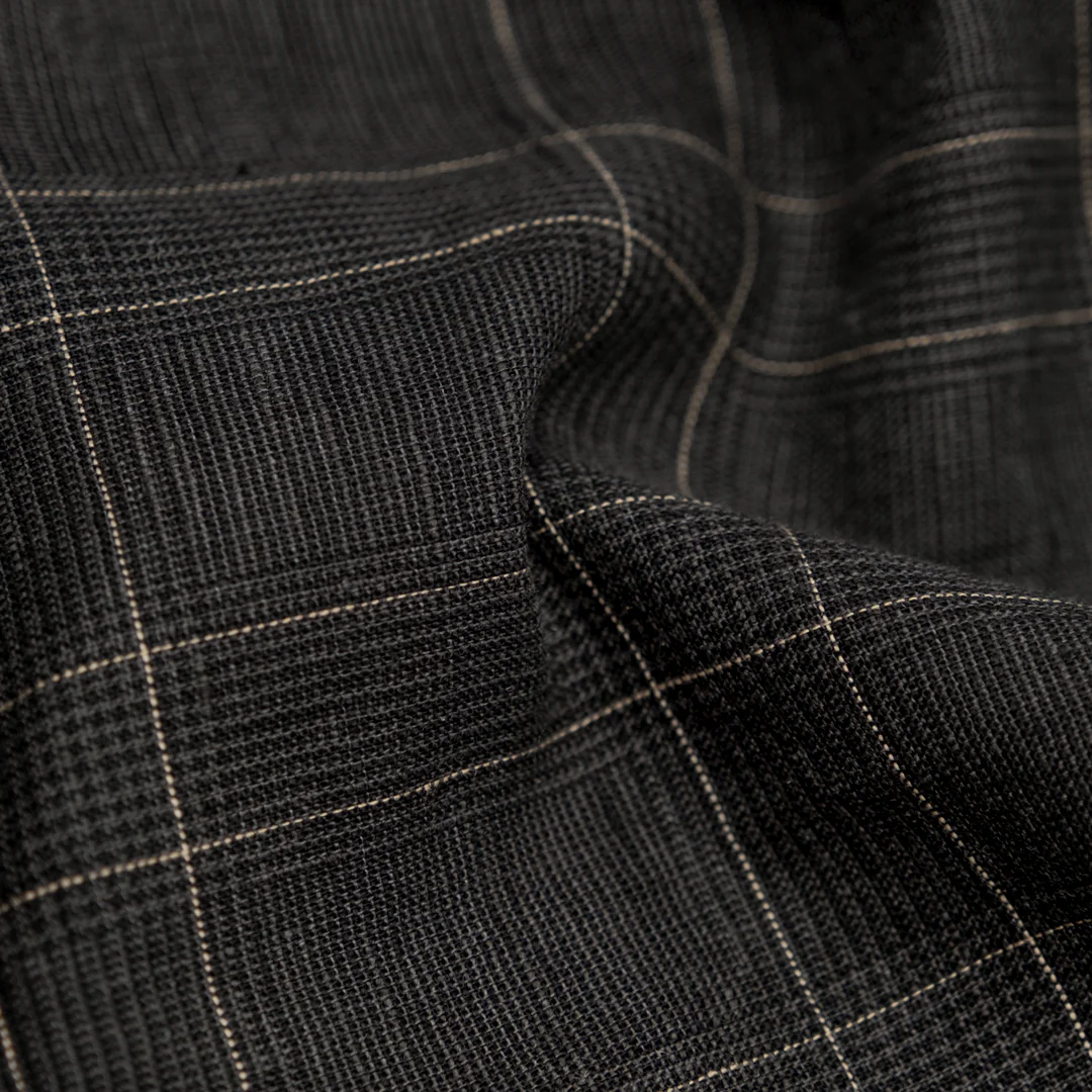 Poet Check Yarn Dyed Linen Cotton - Soot