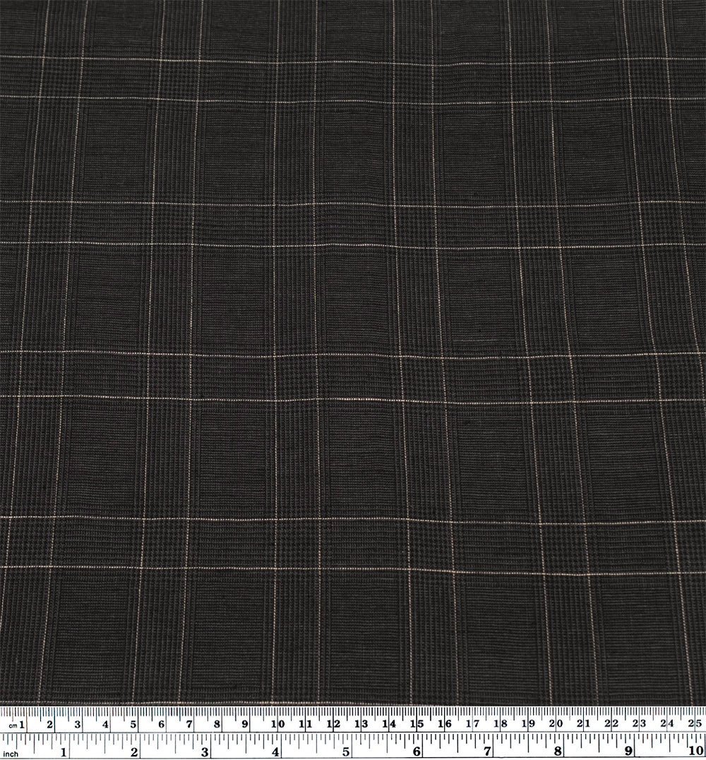 Poet Check Yarn Dyed Linen Cotton - Soot - Image 3