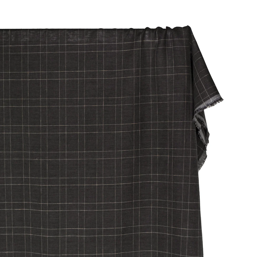 Poet Check Yarn Dyed Linen Cotton - Soot - Image 4