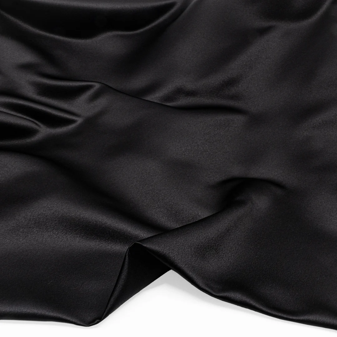 Polished Midweight Poly Satin - Black Liquorice - Image 2