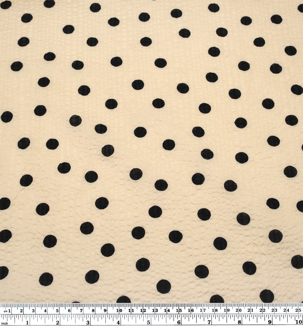 Polka Dot Crinkle Cotton - Bone/Black - Image 3