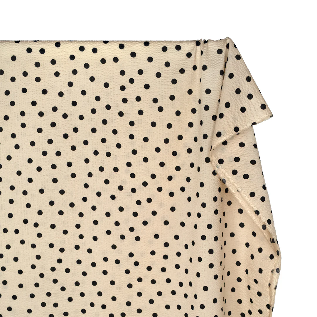 Polka Dot Crinkle Cotton - Bone/Black - Image 4