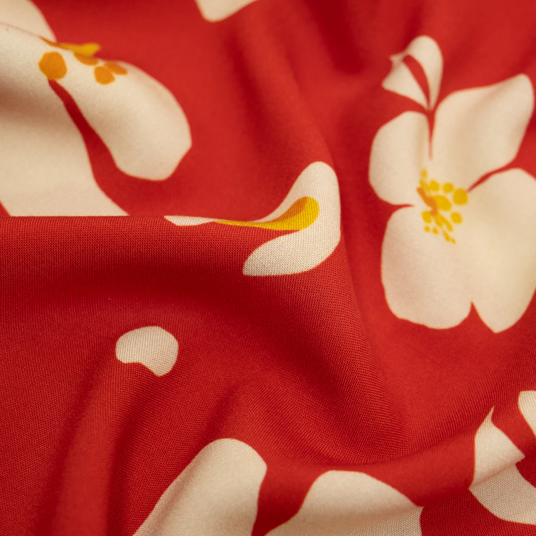 Poppy Printed Viscose Challis - Chili Pepper/Cream - Image 3
