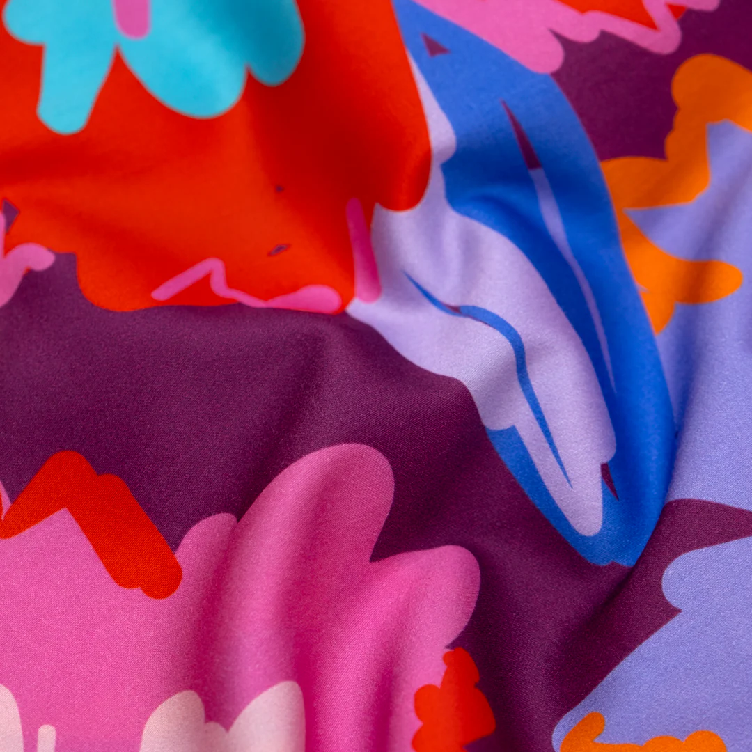 Posy Organic Cotton Sateen - Grape/Cobalt/Fire Red - Image 4
