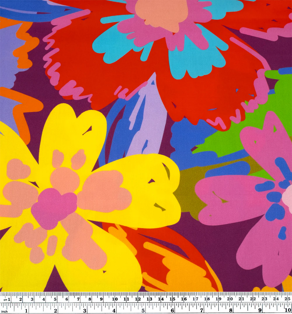 Posy Organic Cotton Sateen - Grape/Cobalt/Fire Red - Image 5