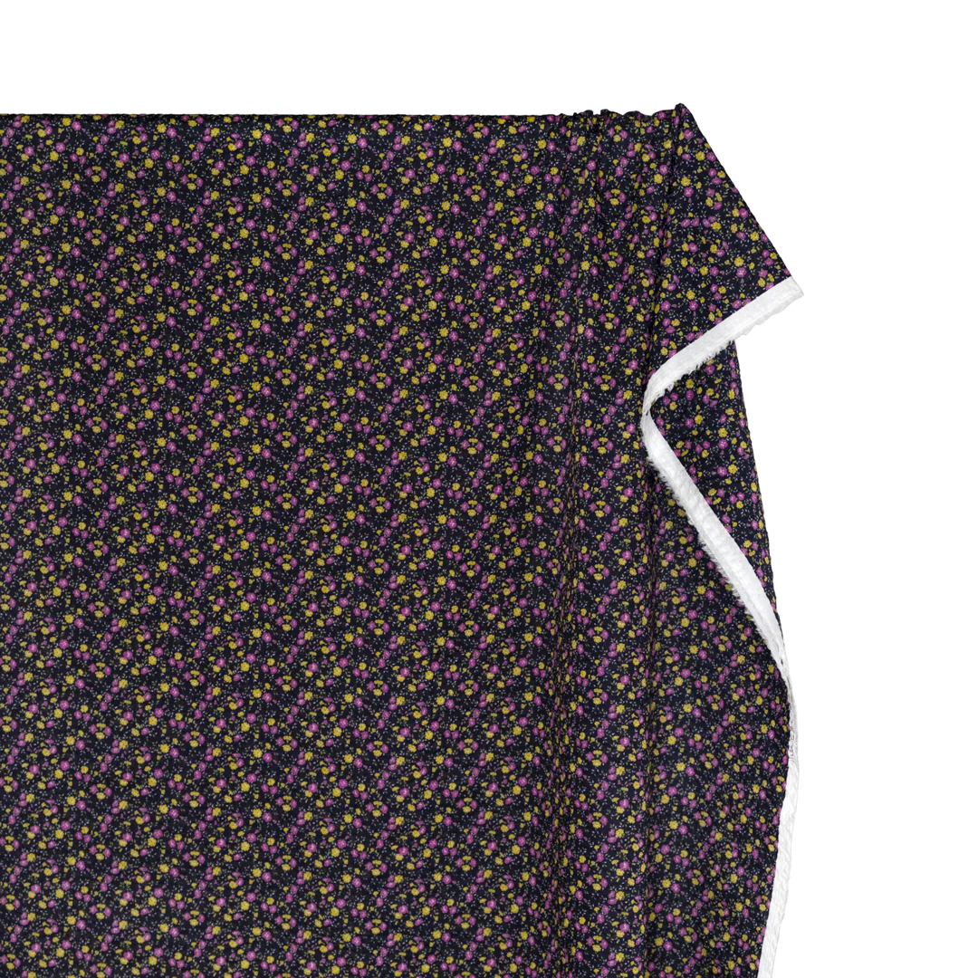 Prairie Floral Crinkle Cotton - Navy/Amaranth/Citron - Image 3