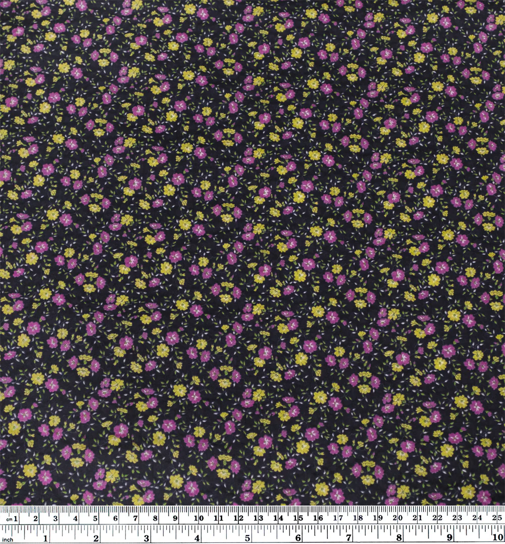Prairie Floral Crinkle Cotton - Navy/Amaranth/Citron - Image 4