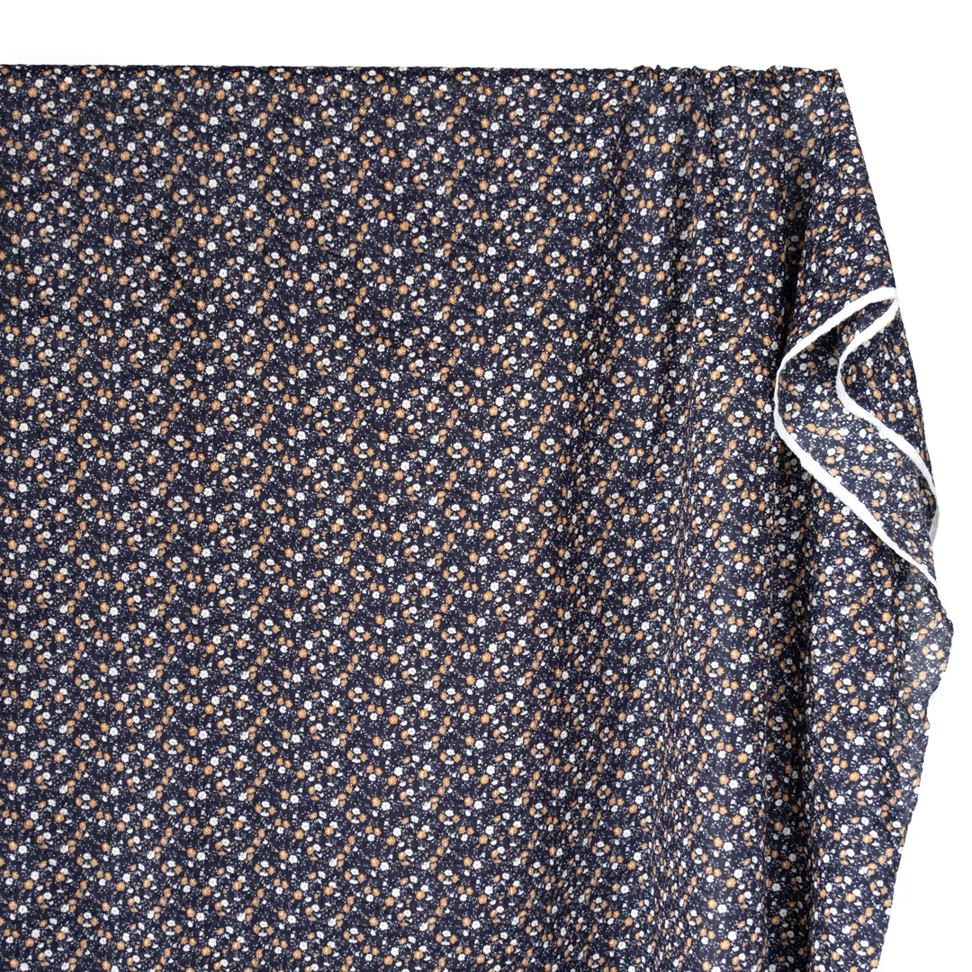 Prairie Floral Crinkle Cotton - Navy/Biscuit/White - Image 3