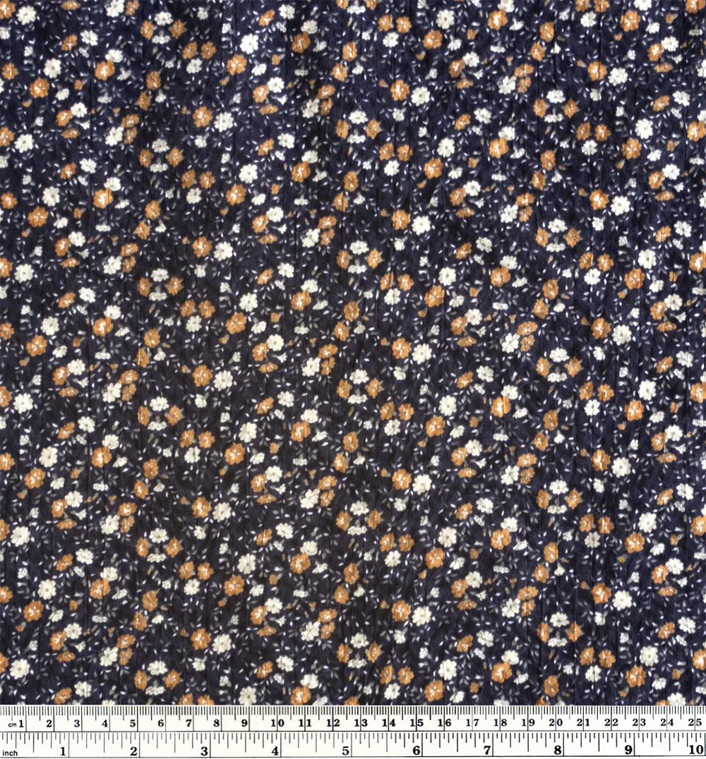 Prairie Floral Crinkle Cotton - Navy/Biscuit/White - Image 4