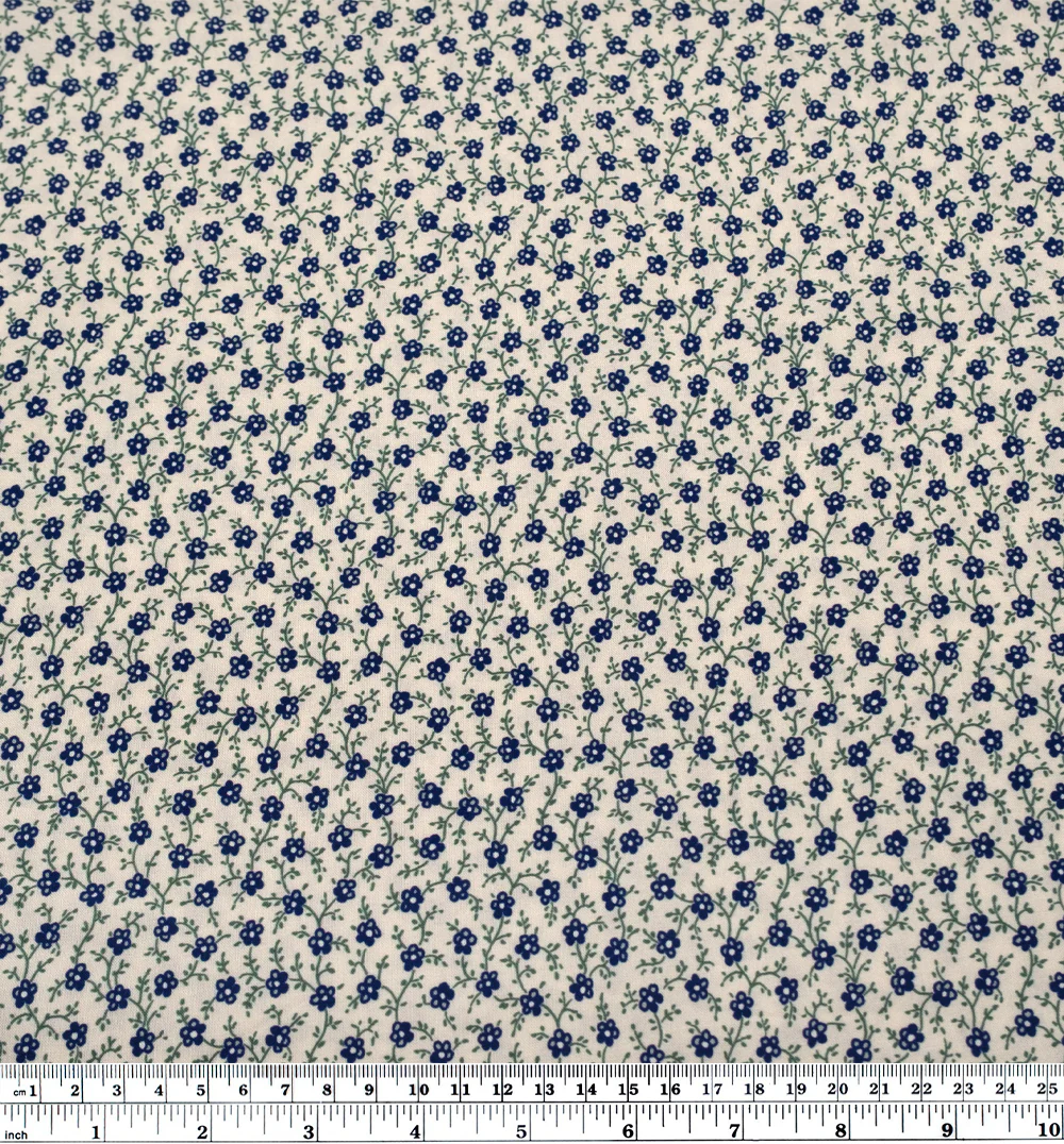 Prairie Prancing Printed Viscose Challis - Bone/Navy/Pine - Image 3