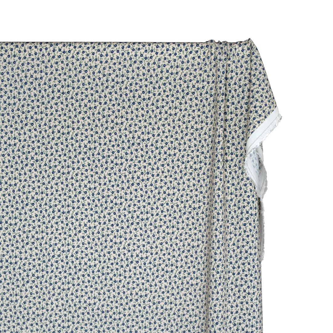 Prairie Prancing Printed Viscose Challis - Bone/Navy/Pine - Image 4