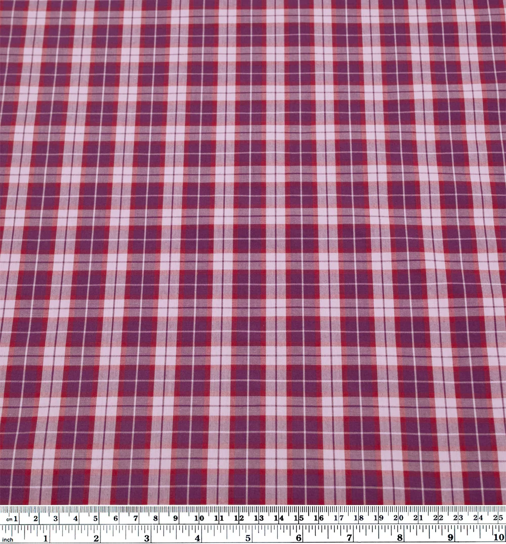 Prisma Plaid Cotton Shirting - Berry/Cherry - Image 4