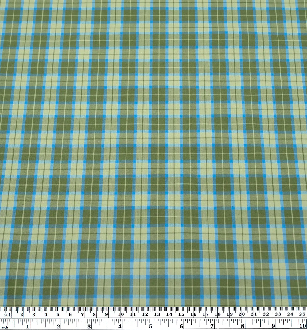 Prisma Plaid Cotton Shirting - Chive/Capri - Image 3