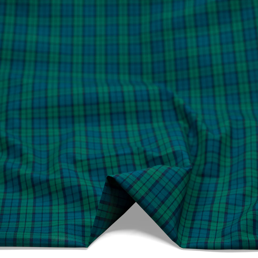 Prisma Plaid Cotton Shirting - Jewel/Viridian - Image 2