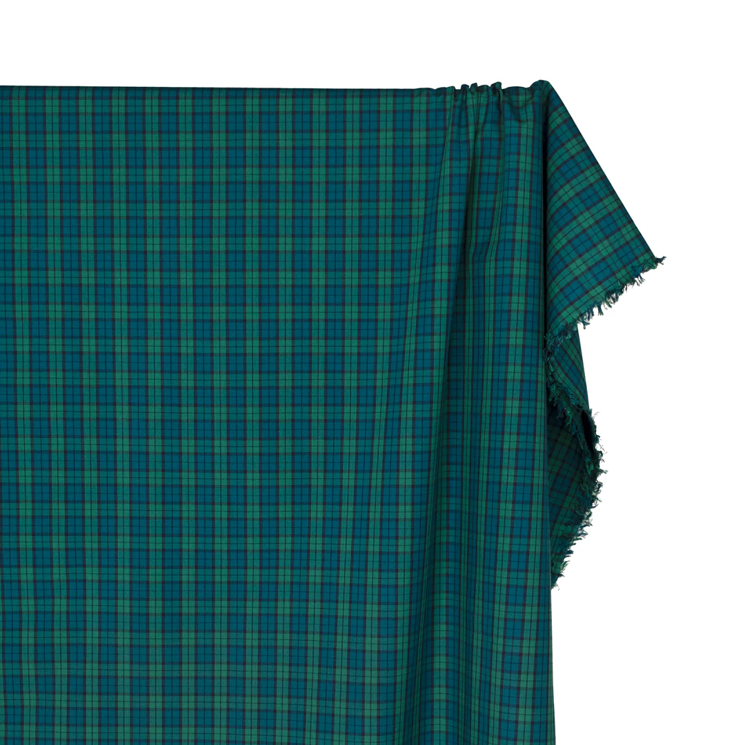 Prisma Plaid Cotton Shirting - Jewel/Viridian - Image 4