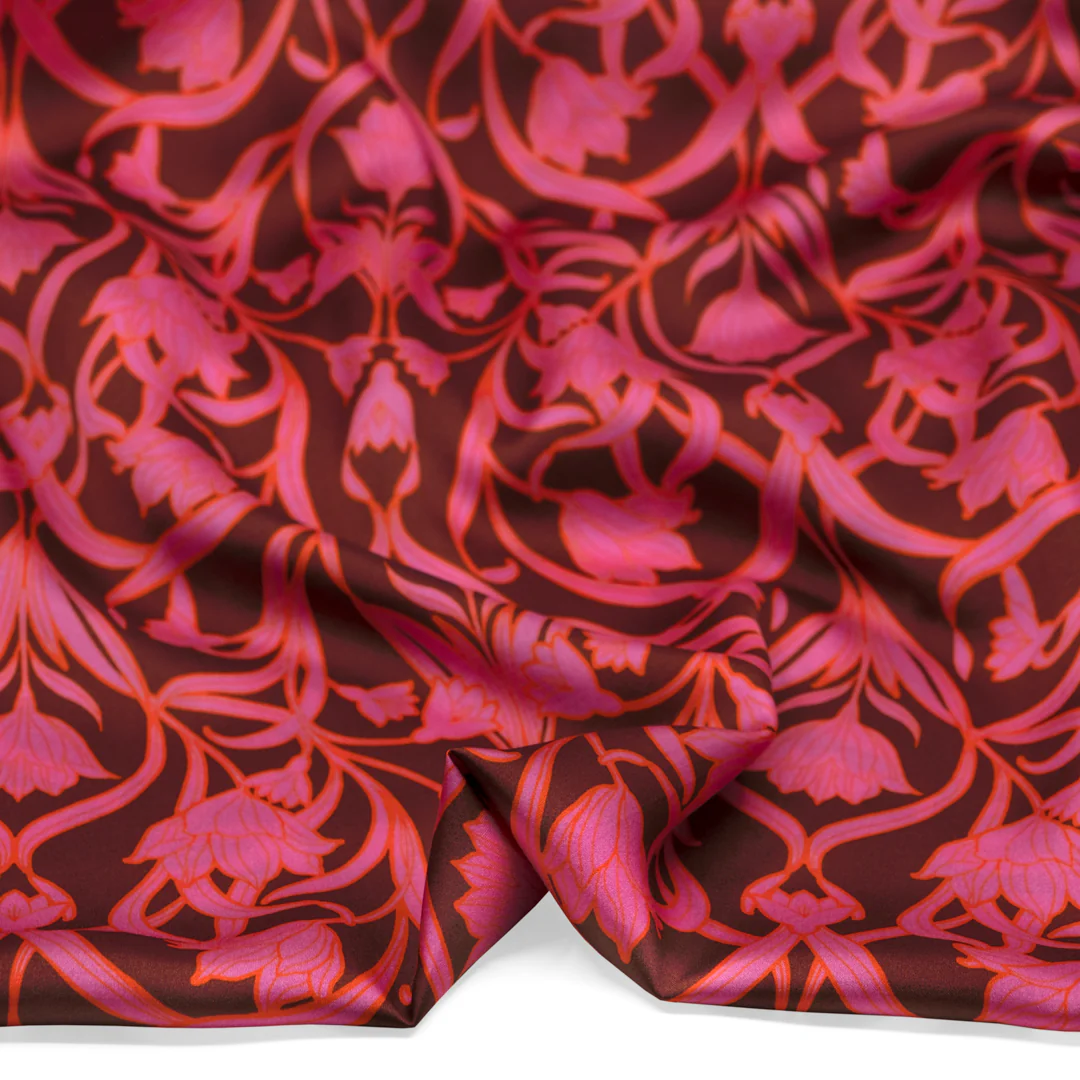 Promenade Viscose Satin - Punch/Deep Plume - Image 2