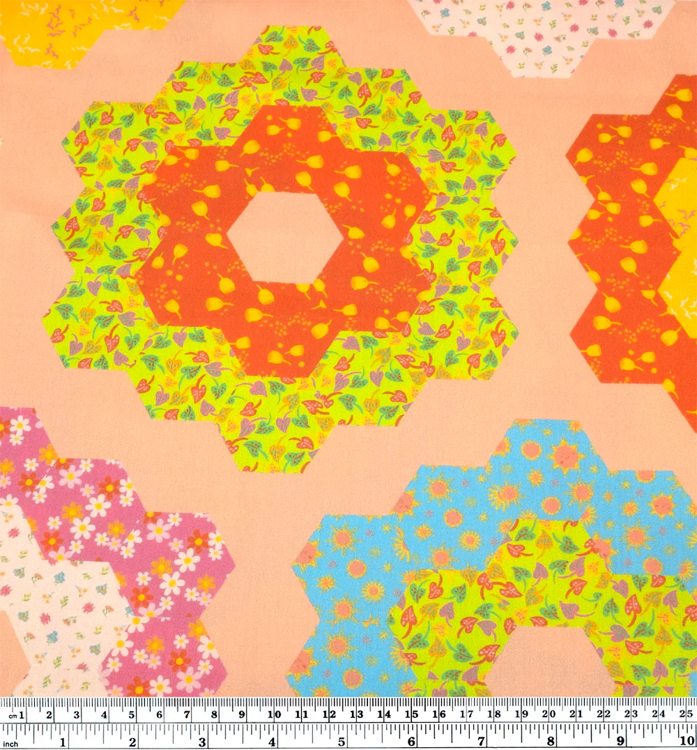 Quilty Organic Cotton Sateen - Peach/Lime/Aqua - Image 4