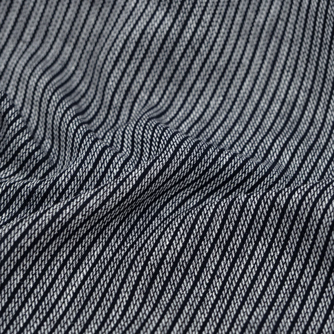 Railroad Stripe Linen Cotton Twill - Midnight Blue