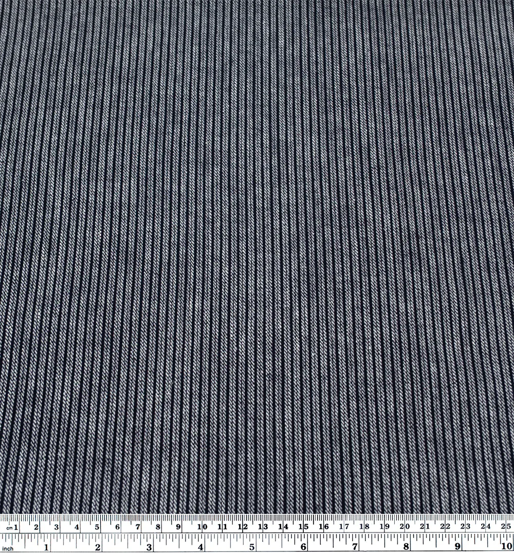Railroad Stripe Linen Cotton Twill - Midnight Blue - Image 3