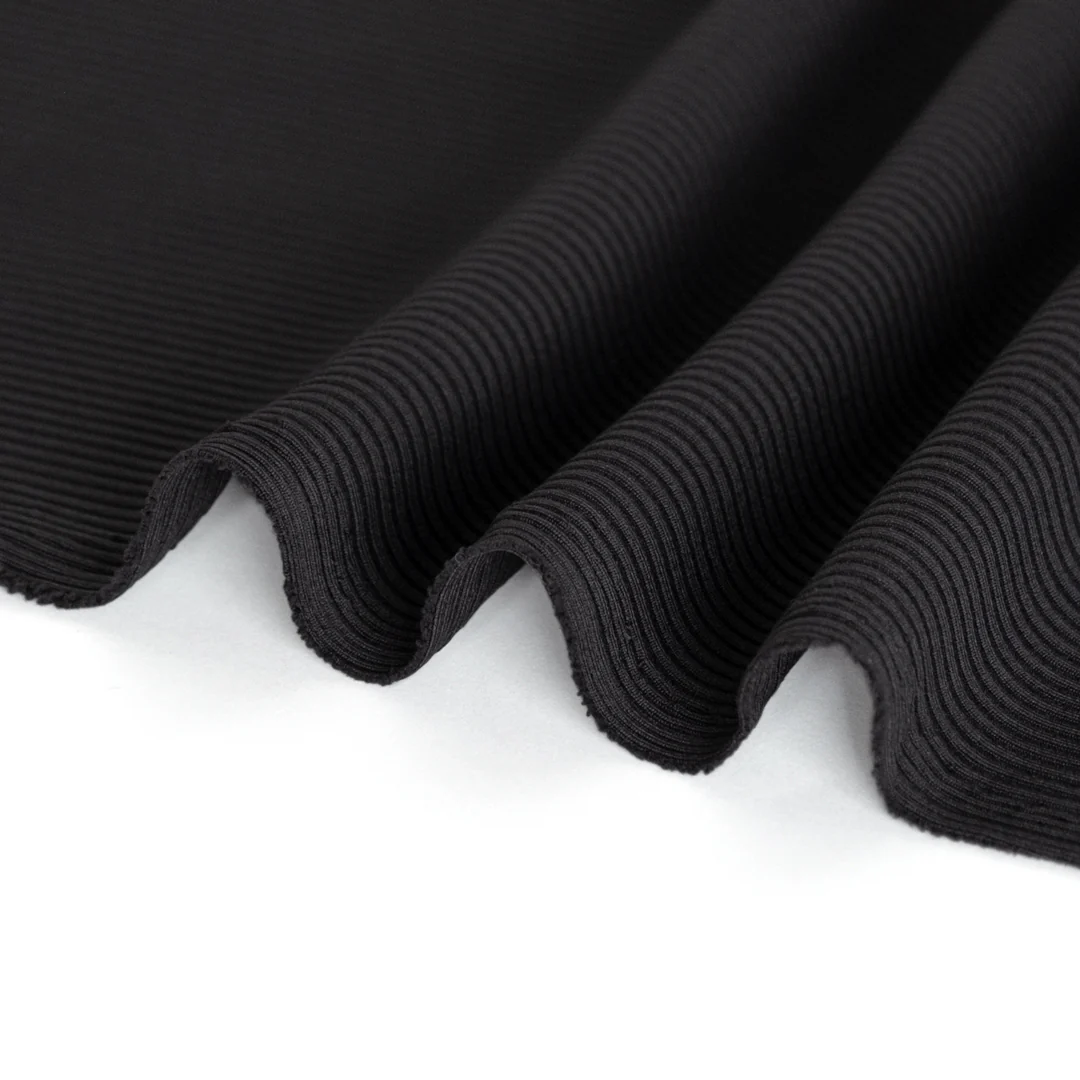 Recycled Poly Ribbed Swim Tricot - Black - Image 2