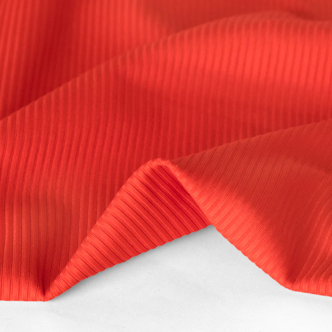 Recycled Poly Ribbed Swim Tricot - Firecracker