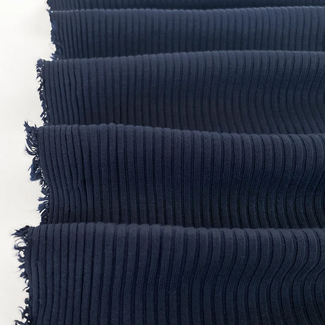 Medium Weight Bamboo Rib Knit - Midnight Blue