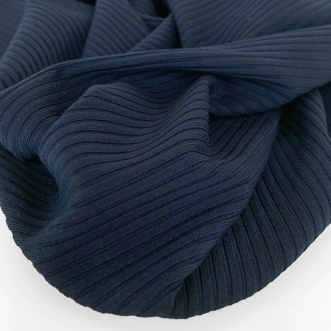 Medium Weight Bamboo Rib Knit - Midnight Blue - Image 3