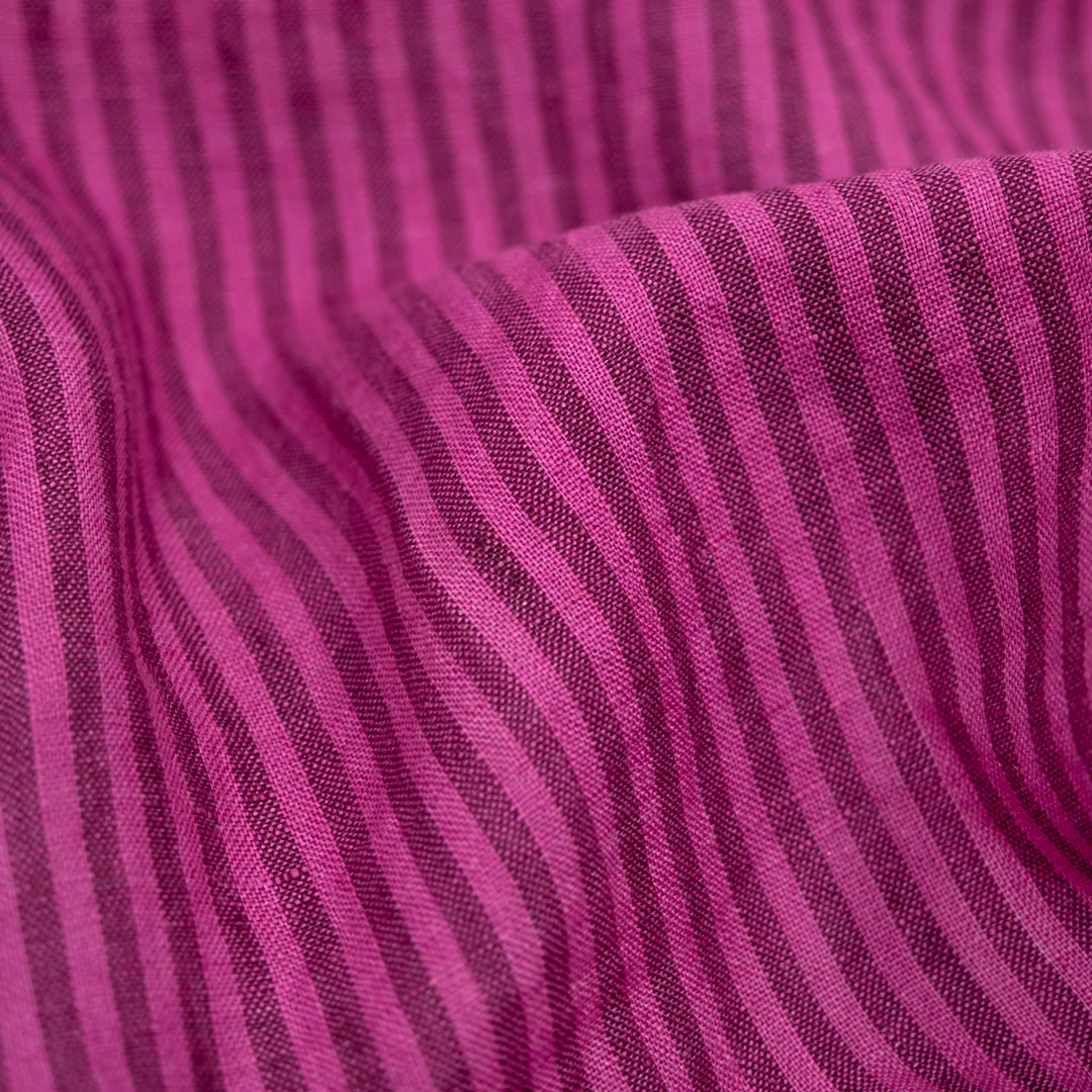 Ribbon Stripe Soft Washed Linen - Jazzberry