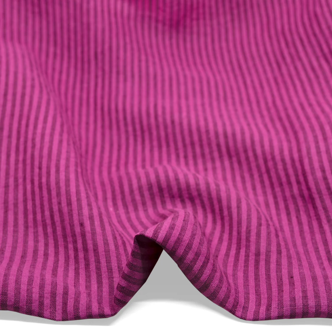 Ribbon Stripe Soft Washed Linen - Jazzberry - Image 2