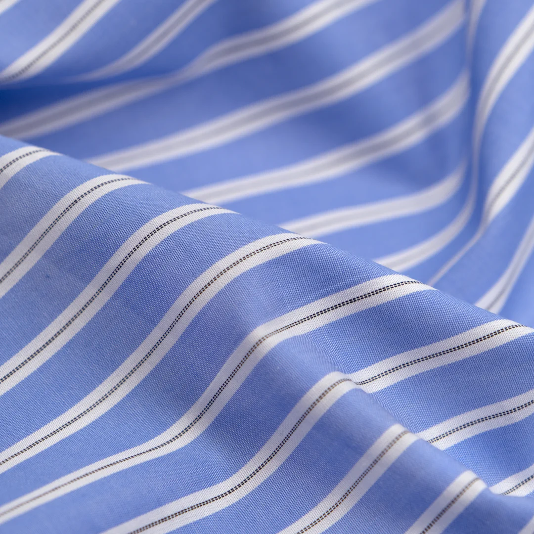 Route Stripe Cotton Shirting - Cornflower
