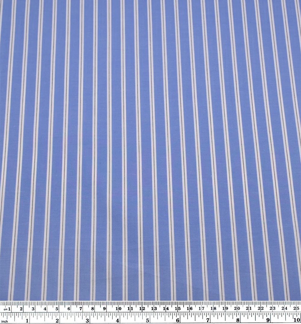 Route Stripe Cotton Shirting - Cornflower - Image 3