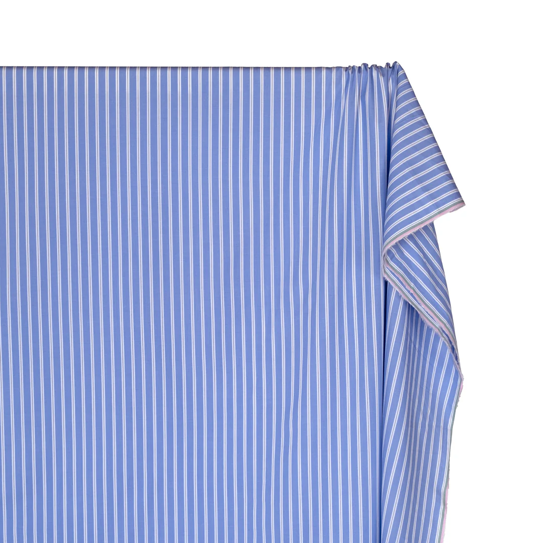 Route Stripe Cotton Shirting - Cornflower - Image 4