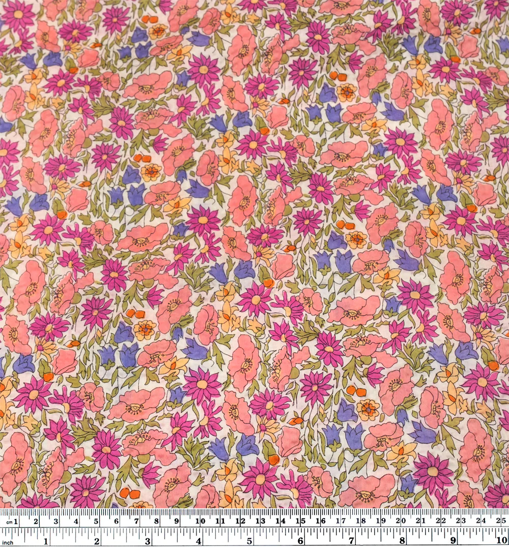 Secret Garden Crinkle Cotton - Ivory/Coral - Image 4
